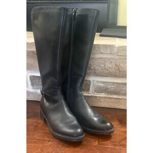 BLONDO Knee Height Waterproof Black Leather Riding Boots Women's Side Zip 9W